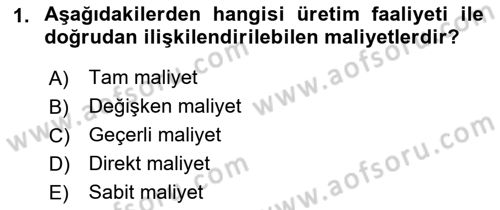Havacılık İşletmelerinde Muhasebe Uygulamaları Dersi Ara Sınavı Deneme Sınav Soruları 1. Soru