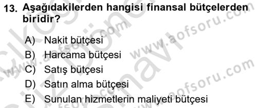 Havacılık İşletmelerinde Muhasebe Uygulamaları Dersi 2019 - 2020 Yılı (Final) Dönem Sonu Sınav Soruları 13. Soru