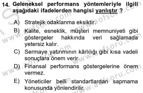 Havacılık İşletmelerinde Muhasebe Uygulamaları Dersi 2019 - 2020 Yılı (Final) Dönem Sonu Sınav Soruları 14. Soru