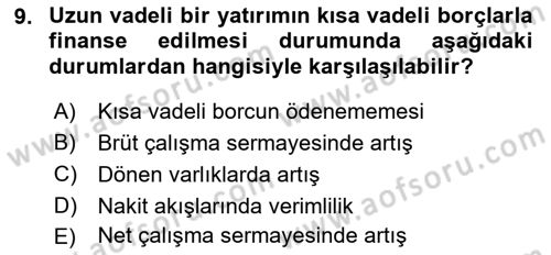 Havacılık İşletmelerinde Muhasebe Uygulamaları Dersi 2019 - 2020 Yılı (Final) Dönem Sonu Sınav Soruları 9. Soru