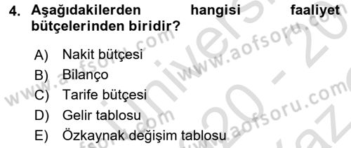 Havacılık İşletmelerinde Muhasebe Uygulamaları Dersi 2020 - 2021 Yılı Yaz Okulu Sınav Soruları 4. Soru