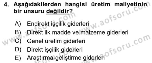 Havacılık İşletmelerinde Muhasebe Uygulamaları Dersi 2021 - 2022 Yılı (Vize) Ara Sınav Soruları 4. Soru