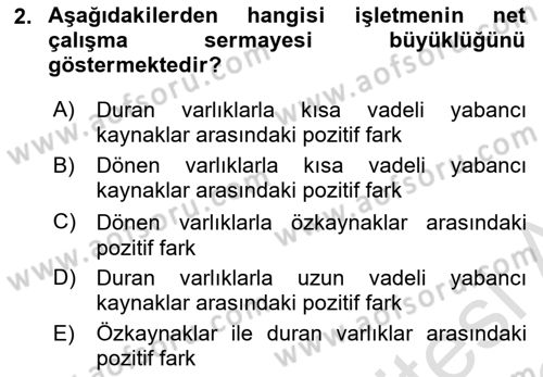 Havacılık İşletmelerinde Muhasebe Uygulamaları Dersi 2021 - 2022 Yılı (Final) Dönem Sonu Sınav Soruları 2. Soru