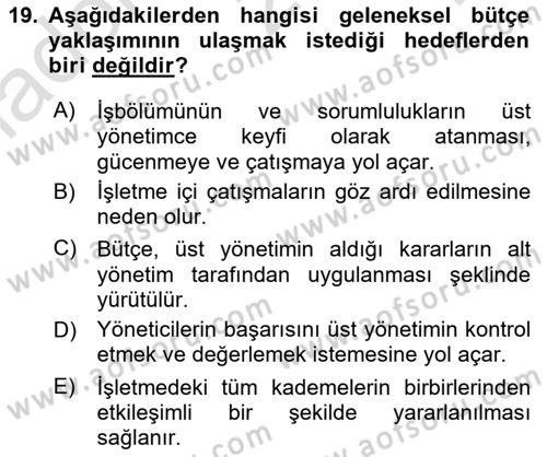 Havacılık İşletmelerinde Muhasebe Uygulamaları Dersi 2021 - 2022 Yılı Yaz Okulu Sınav Soruları 19. Soru