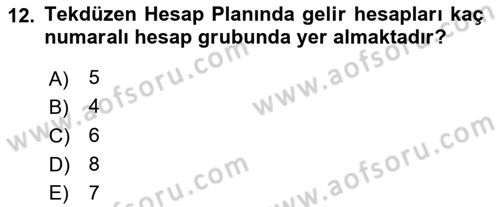 Havacılık İşletmelerinde Muhasebe Uygulamaları Dersi 2022 - 2023 Yılı (Vize) Ara Sınav Soruları 12. Soru