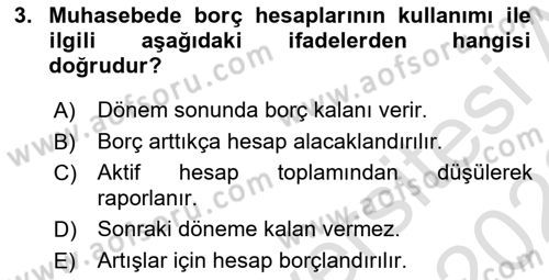 Havacılık İşletmelerinde Muhasebe Uygulamaları Dersi 2022 - 2023 Yılı (Vize) Ara Sınav Soruları 3. Soru