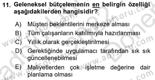 Havacılık İşletmelerinde Muhasebe Uygulamaları Dersi 2022 - 2023 Yılı (Final) Dönem Sonu Sınav Soruları 11. Soru