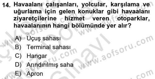 Havacılık İşletmelerinde Muhasebe Uygulamaları Dersi 2022 - 2023 Yılı (Final) Dönem Sonu Sınav Soruları 14. Soru