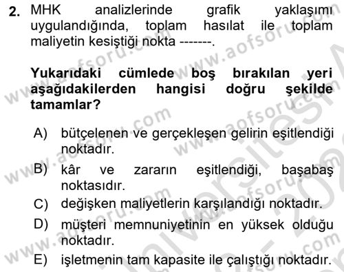 Havacılık İşletmelerinde Muhasebe Uygulamaları Dersi 2022 - 2023 Yılı (Final) Dönem Sonu Sınav Soruları 2. Soru