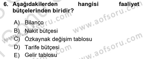 Havacılık İşletmelerinde Muhasebe Uygulamaları Dersi 2022 - 2023 Yılı (Final) Dönem Sonu Sınav Soruları 6. Soru