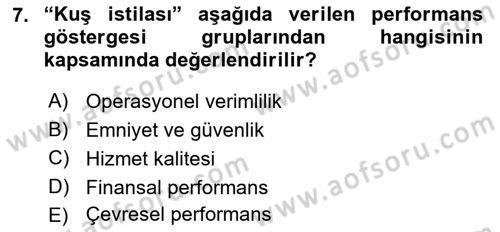Havacılık İşletmelerinde Muhasebe Uygulamaları Dersi 2022 - 2023 Yılı (Final) Dönem Sonu Sınav Soruları 7. Soru
