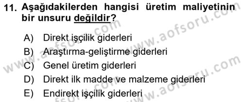Havacılık İşletmelerinde Muhasebe Uygulamaları Dersi 2022 - 2023 Yılı Yaz Okulu Sınav Soruları 11. Soru