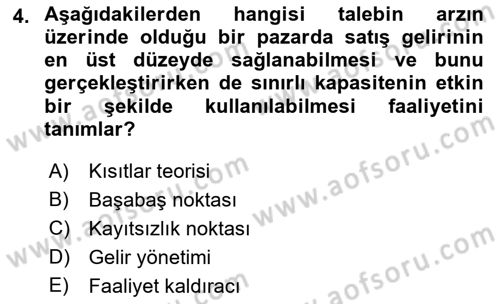 Havacılık İşletmelerinde Muhasebe Uygulamaları Dersi 2022 - 2023 Yılı Yaz Okulu Sınav Soruları 4. Soru