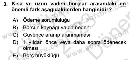 Havacılık İşletmelerinde Muhasebe Uygulamaları Dersi 2023 - 2024 Yılı (Final) Dönem Sonu Sınav Soruları 3. Soru