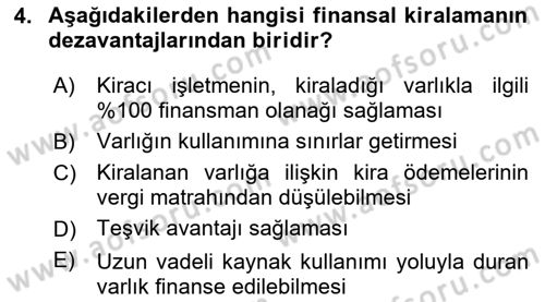 Havacılık İşletmelerinde Muhasebe Uygulamaları Dersi 2023 - 2024 Yılı (Final) Dönem Sonu Sınav Soruları 4. Soru