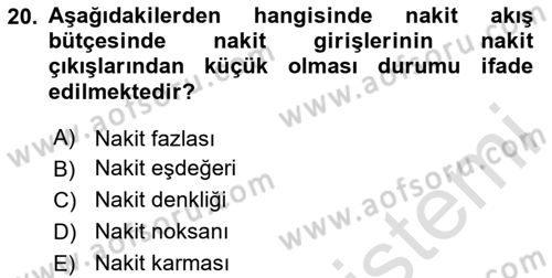 Havacılık İşletmelerinde Muhasebe Uygulamaları Dersi 2023 - 2024 Yılı Yaz Okulu Sınav Soruları 20. Soru