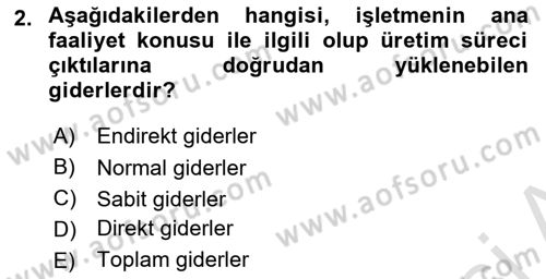 Havacılık İşletmelerinde Muhasebe Uygulamaları Dersi 2024 - 2025 Yılı (Vize) Ara Sınav Soruları 2. Soru