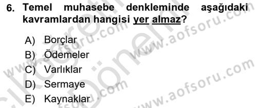 Havacılık İşletmelerinde Muhasebe Uygulamaları Dersi 2024 - 2025 Yılı (Vize) Ara Sınav Soruları 6. Soru
