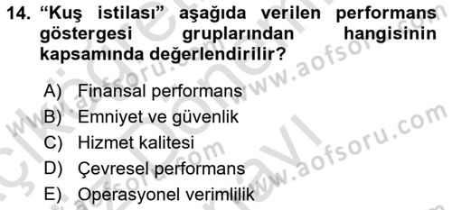 Havacılık İşletmelerinde Muhasebe Uygulamaları Dersi 2024 - 2025 Yılı (Final) Dönem Sonu Sınav Soruları 14. Soru
