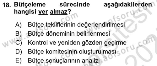 Havacılık İşletmelerinde Muhasebe Uygulamaları Dersi 2024 - 2025 Yılı (Final) Dönem Sonu Sınav Soruları 18. Soru