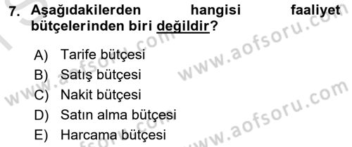 Havacılık İşletmelerinde Muhasebe Uygulamaları Dersi 2024 - 2025 Yılı (Final) Dönem Sonu Sınav Soruları 7. Soru