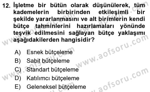 Havacılık İşletmelerinde Muhasebe Uygulamaları Dersi 2024 - 2025 Yılı Yaz Okulu Sınav Soruları 12. Soru