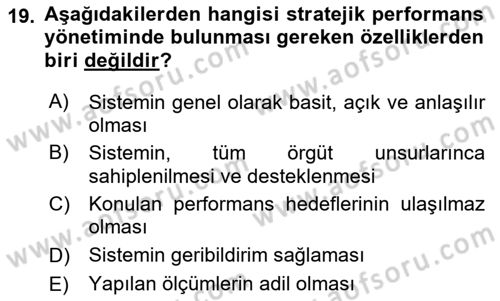 Havacılık İşletmelerinde Muhasebe Uygulamaları Dersi 2024 - 2025 Yılı Yaz Okulu Sınav Soruları 19. Soru