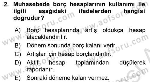 Havacılık İşletmelerinde Muhasebe Uygulamaları Dersi 2024 - 2025 Yılı Yaz Okulu Sınav Soruları 2. Soru
