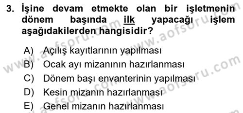 Havacılık İşletmelerinde Muhasebe Uygulamaları Dersi 2025 - 2026 Yılı (Vize) Ara Sınav Soruları 3. Soru