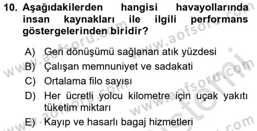Havacılık İşletmelerinde Muhasebe Uygulamaları Dersi 2025 - 2026 Yılı (Final) Dönem Sonu Sınav Soruları 10. Soru