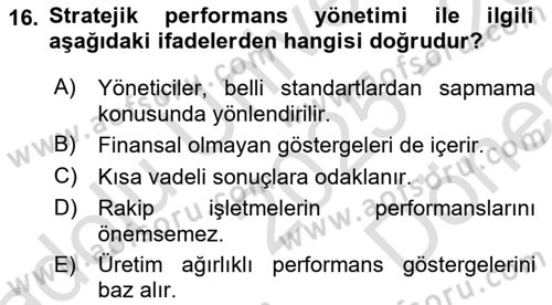 Havacılık İşletmelerinde Muhasebe Uygulamaları Dersi 2025 - 2026 Yılı (Final) Dönem Sonu Sınav Soruları 16. Soru