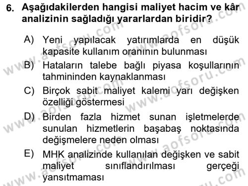 Havacılık İşletmelerinde Muhasebe Uygulamaları Dersi 2025 - 2026 Yılı (Final) Dönem Sonu Sınav Soruları 6. Soru