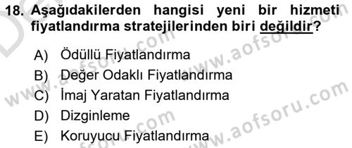 Sağlık Kurumlarında Maliyet Muhasebesi Dersi 2018 - 2019 Yılı 3 Ders Sınav Soruları 18. Soru