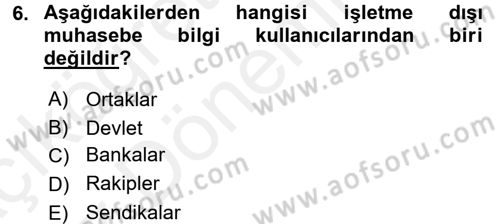 Sağlık Kurumlarında Maliyet Muhasebesi Dersi 2018 - 2019 Yılı (Vize) Ara Sınav Soruları 6. Soru