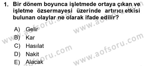 Sağlık Kurumlarında Maliyet Muhasebesi Dersi 2022 - 2023 Yılı (Vize) Ara Sınav Soruları 1. Soru