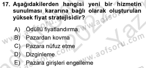 Sağlık Kurumlarında Maliyet Muhasebesi Dersi 2022 - 2023 Yılı Yaz Okulu Sınav Soruları 17. Soru