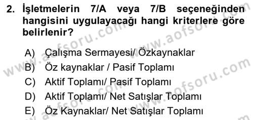Sağlık Kurumlarında Maliyet Muhasebesi Dersi 2023 - 2024 Yılı (Vize) Ara Sınav Soruları 2. Soru