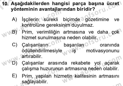 Sağlık Kurumlarında Maliyet Muhasebesi Dersi 2023 - 2024 Yılı (Final) Dönem Sonu Sınav Soruları 10. Soru