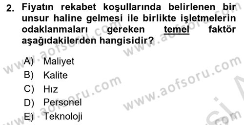Sağlık Kurumlarında Maliyet Muhasebesi Dersi 2024 - 2025 Yılı (Vize) Ara Sınav Soruları 2. Soru
