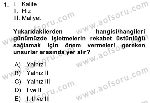 Sağlık Kurumlarında Maliyet Muhasebesi Dersi 2024 - 2025 Yılı (Final) Dönem Sonu Sınav Soruları 1. Soru