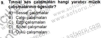 Okulöncesinde Müzik Eğitimi 1 Dersi 2012 - 2013 Yılı (Final) Dönem Sonu Sınav Soruları 9. Soru