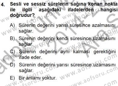Okulöncesinde Müzik Eğitimi 1 Dersi Ara Sınavı Deneme Sınav Soruları 4. Soru