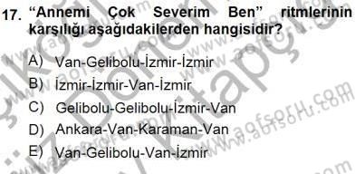 Okulöncesinde Müzik Eğitimi 1 Dersi 2014 - 2015 Yılı (Final) Dönem Sonu Sınav Soruları 17. Soru