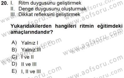Okulöncesinde Müzik Eğitimi 1 Dersi 2015 - 2016 Yılı (Final) Dönem Sonu Sınav Soruları 20. Soru