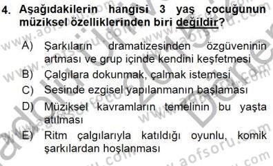 Okulöncesinde Müzik Eğitimi 1 Dersi 2015 - 2016 Yılı (Final) Dönem Sonu Sınav Soruları 4. Soru