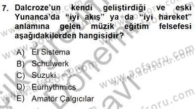 Okulöncesinde Müzik Eğitimi 1 Dersi 2015 - 2016 Yılı (Final) Dönem Sonu Sınav Soruları 7. Soru