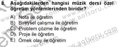 Okulöncesinde Müzik Eğitimi 2 Dersi 2012 - 2013 Yılı (Final) Dönem Sonu Sınav Soruları 8. Soru