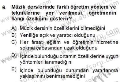 Okulöncesinde Müzik Eğitimi 2 Dersi 2013 - 2014 Yılı (Final) Dönem Sonu Sınav Soruları 6. Soru
