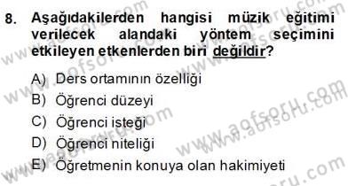 Okulöncesinde Müzik Eğitimi 2 Dersi 2013 - 2014 Yılı (Final) Dönem Sonu Sınav Soruları 8. Soru
