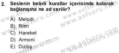 Okulöncesinde Müzik Eğitimi 2 Dersi 2014 - 2015 Yılı (Vize) Ara Sınavı 2. Soru